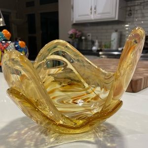 Blown glass triangular dish/bowl